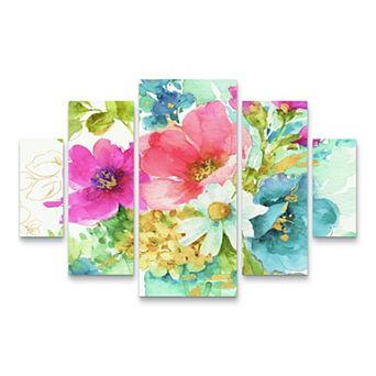 My Garden Bouquet I Canvas Wall Art 5 pc Set