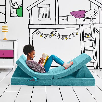 Yourigami Folding Convertible Kids and Toddler Play Couch Blue