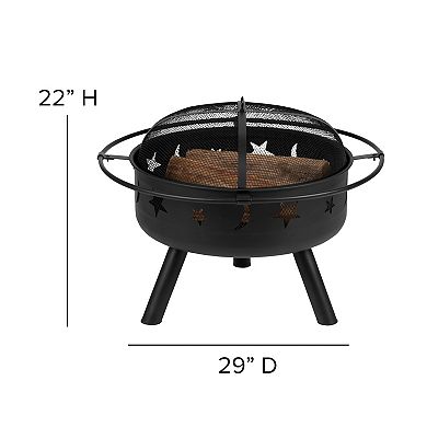 Flash Furniture 3-piece Charlestown Adirondack Chair Set with Fire Pit & Mesh Cover