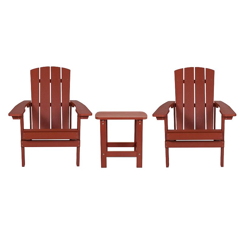 Flash Furniture 2-pack Charlestown All-Weather Adirondack Chairs with Side 