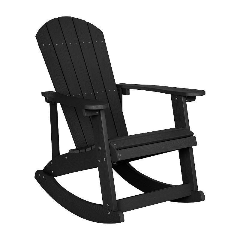 Flash Furniture Savannah All-Weather Adirondack Rocking Chair, Black