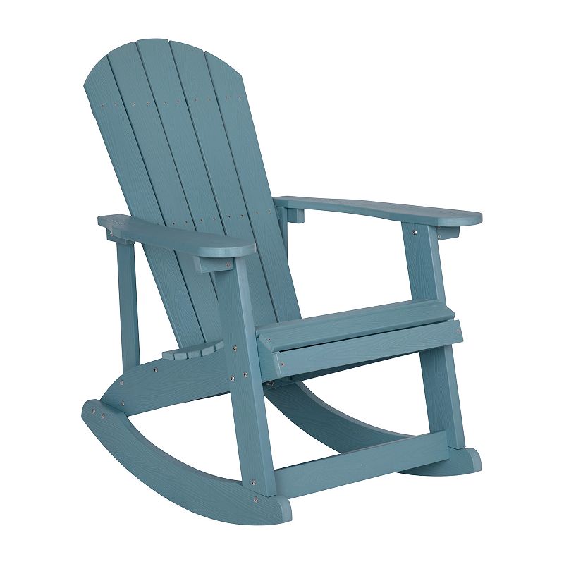 Flash Furniture Savannah All-Weather Adirondack Rocking Chair, Blue