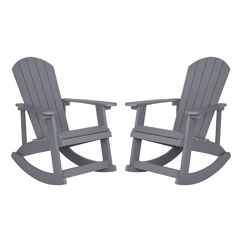 Flash Furniture Savannah All-Weather Adirondack Rocking Chair, Grey