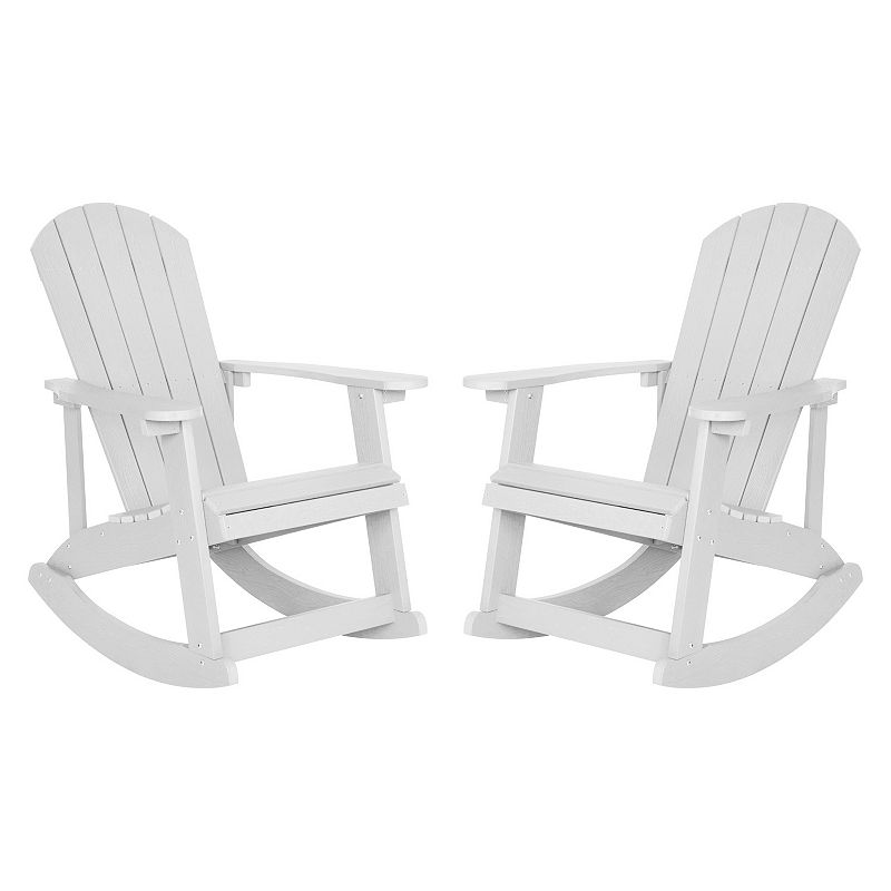 Flash Furniture Savannah All-Weather Adirondack Rocking Chair, White