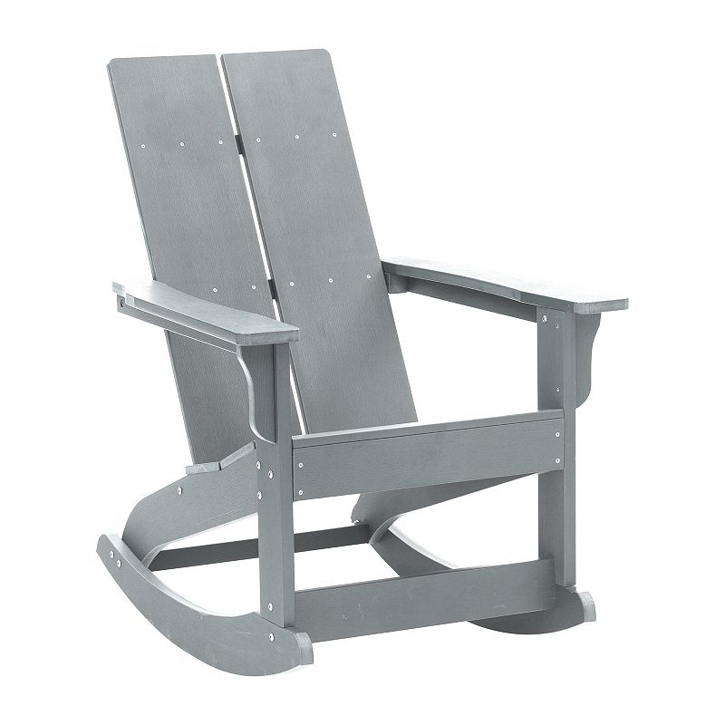 Flash Furniture Finn Modern All-Weather 2-Slat Adirondack Rocking Chair, Gr