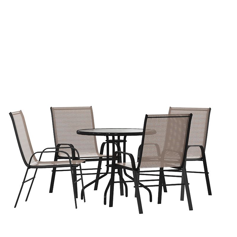 Flash Furniture Brazos 5-piece Outdoor Patio Dining Set, Brown