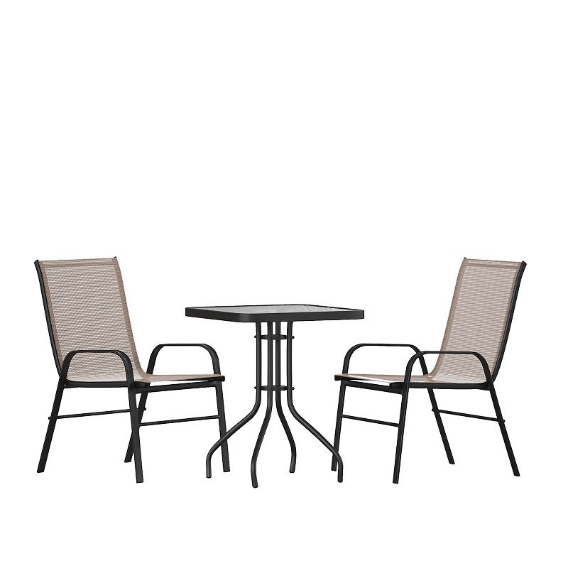 Flash Furniture Brazos 3-piece Outdoor Patio Dining Set, Brown