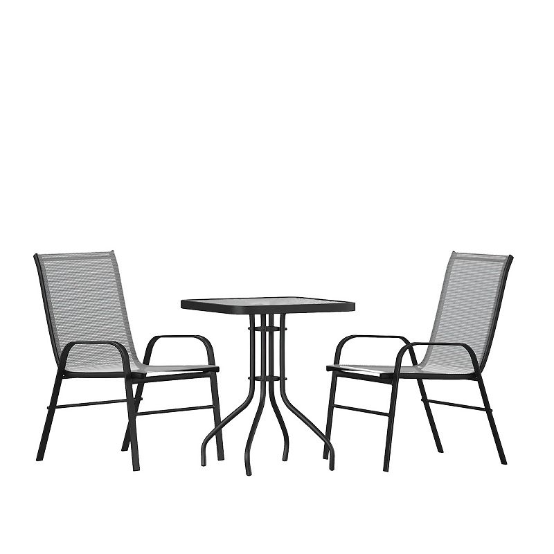 Flash Furniture Brazos 3-piece Outdoor Patio Dining Set, Grey