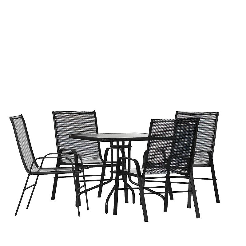 Flash Furniture Brazos 5-piece Outdoor Patio Dining Set, Black