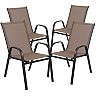 Flash Funitue Bazos 5 Piece Outdoo Patio Dining Set 55 Tempered Glass Patio Table With Umbrella Hole 4 Navy Flex Comfort Stack Chairs%2f %2fa 93860153