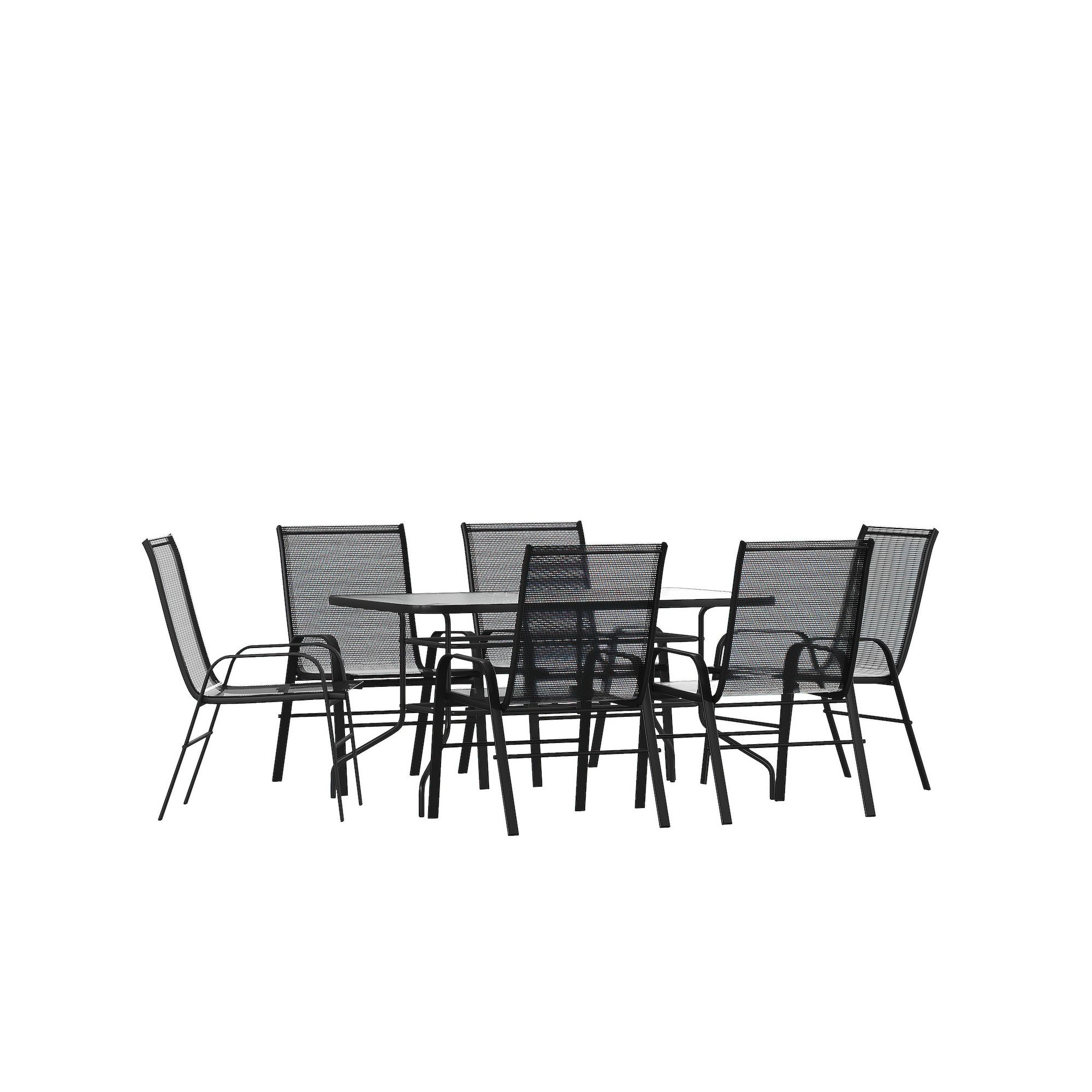 Flash Furniture Brazos 7-piece Outdoor Patio Dining Set, Black