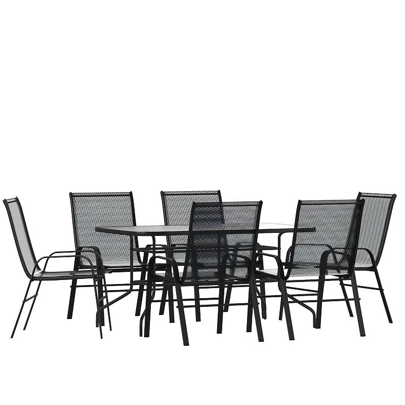 Flash Furniture Brazos 7-piece Outdoor Patio Dining Set, Black