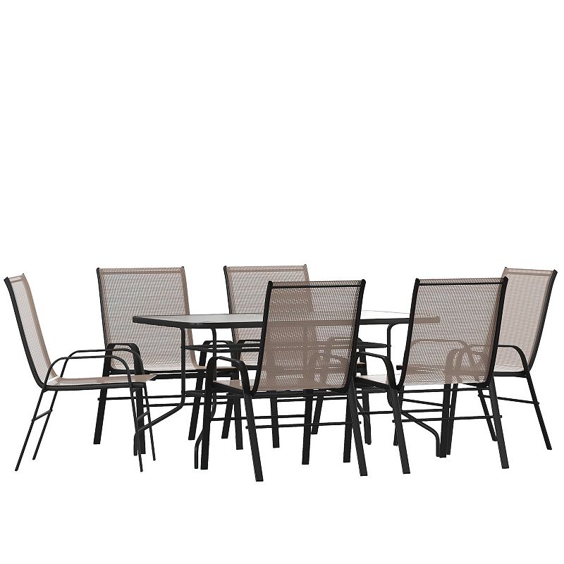 Flash Furniture Brazos 7-piece Outdoor Patio Dining Set, Brown