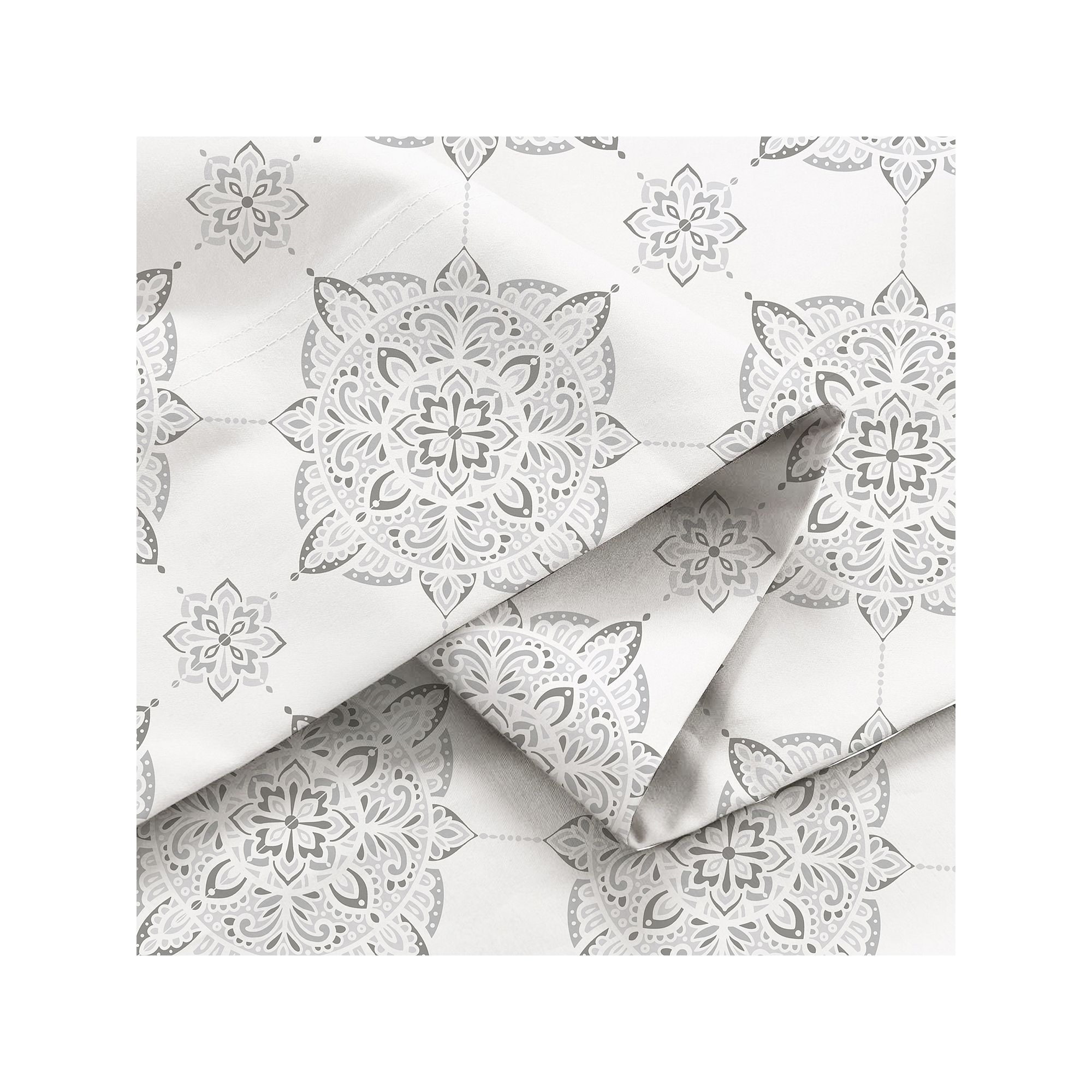 Color Sense Brushed Cotton Blend Lightweight Sheet Set, Damask Gray