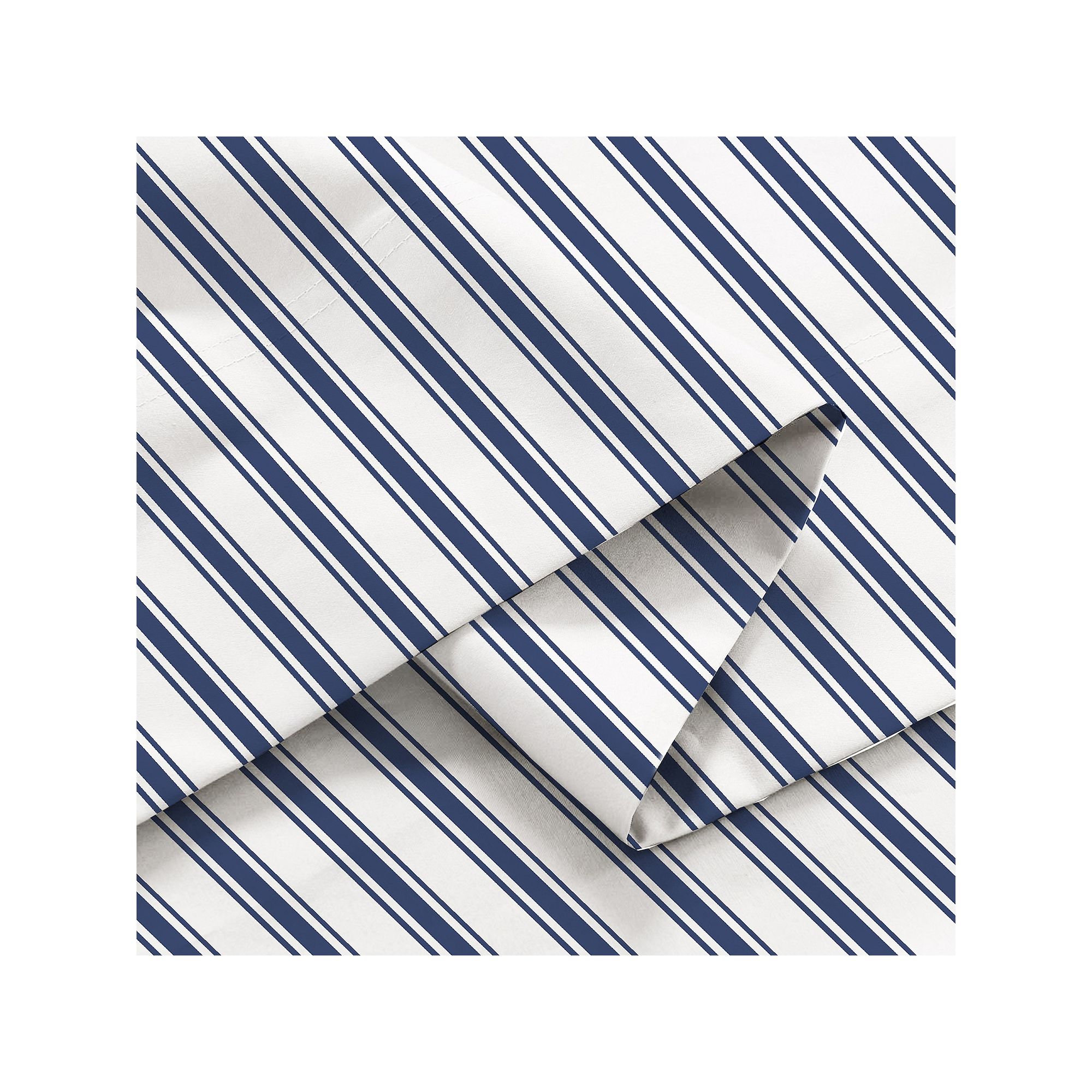 Color Sense Brushed Cotton Blend Lightweight Sheet Set, Blue Stripe