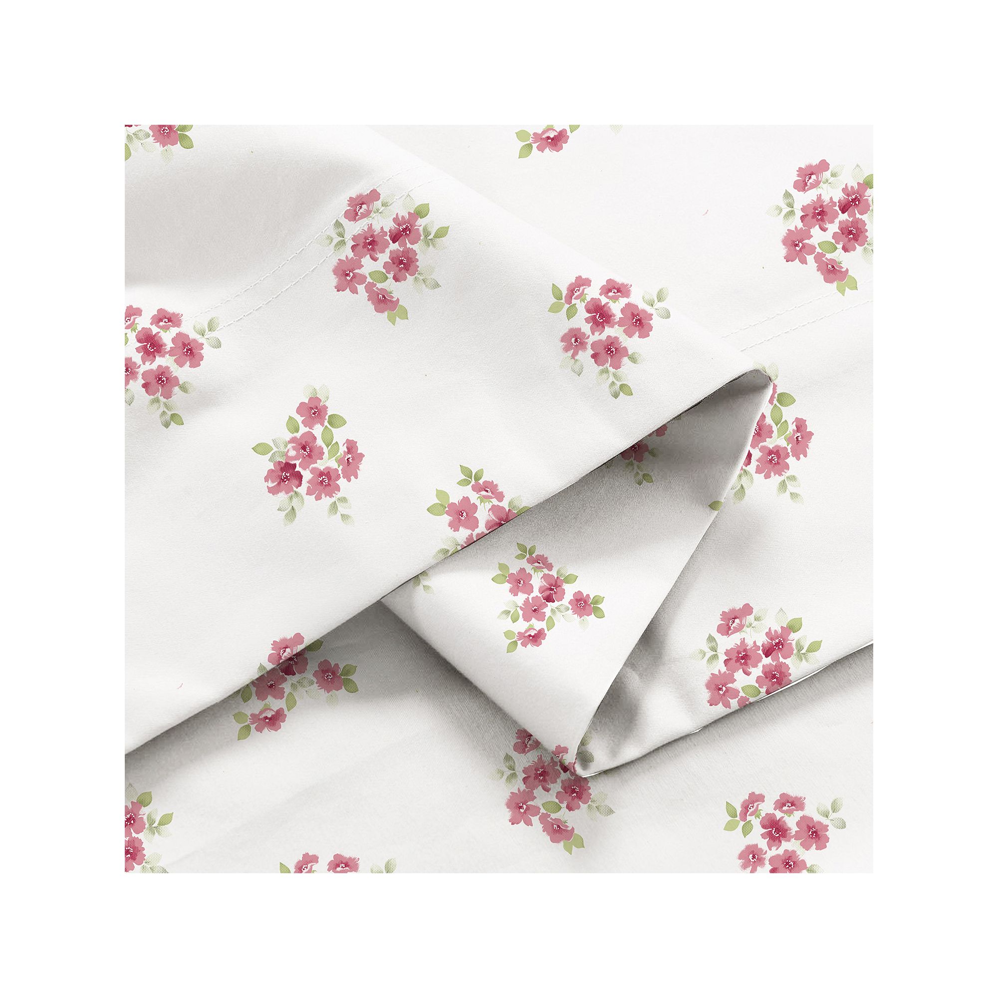 Color Sense Brushed Cotton Blend Lightweight Sheet Set, Pink Floral