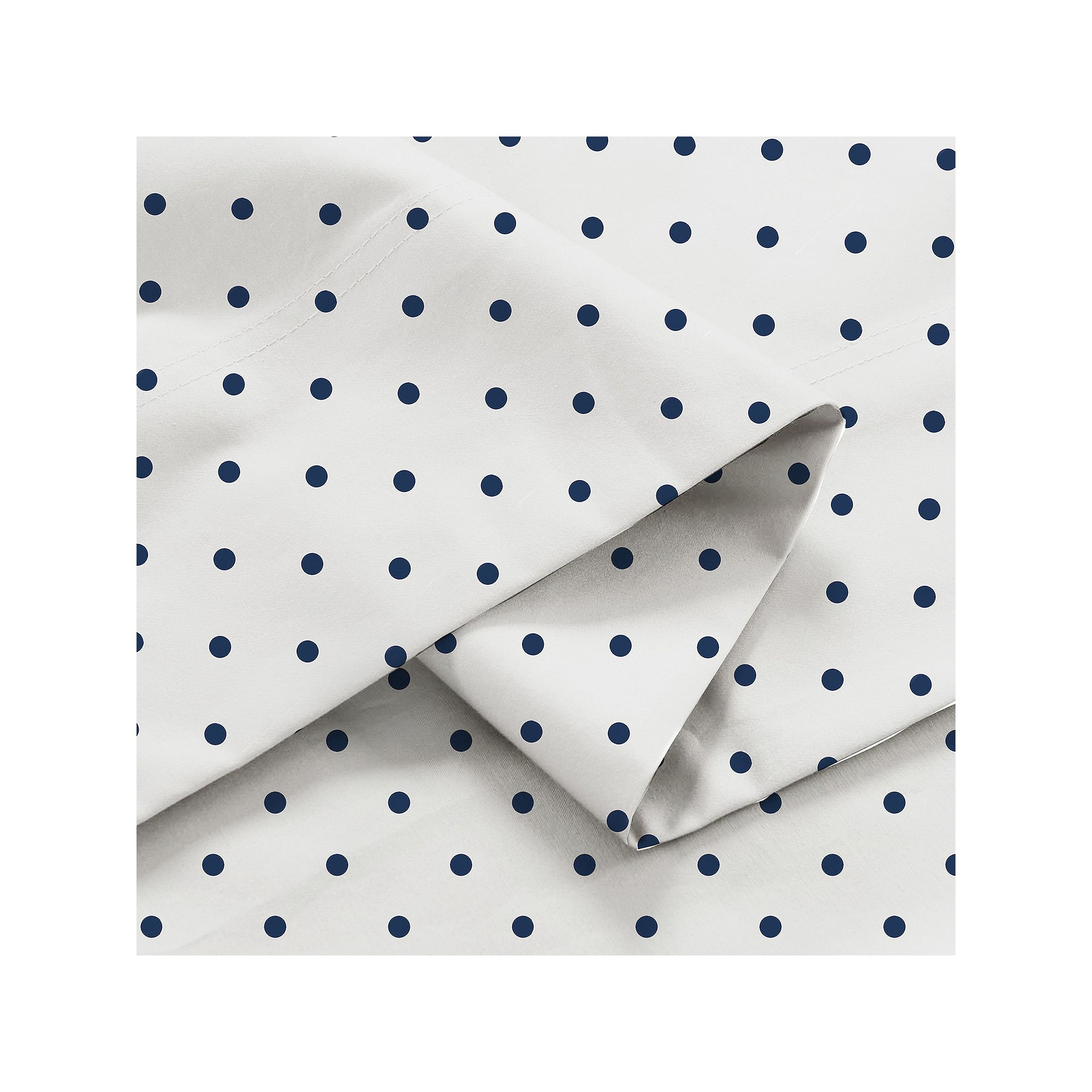 Color Sense Brushed Cotton Blend Lightweight Sheet Set, Polka Dot Blue