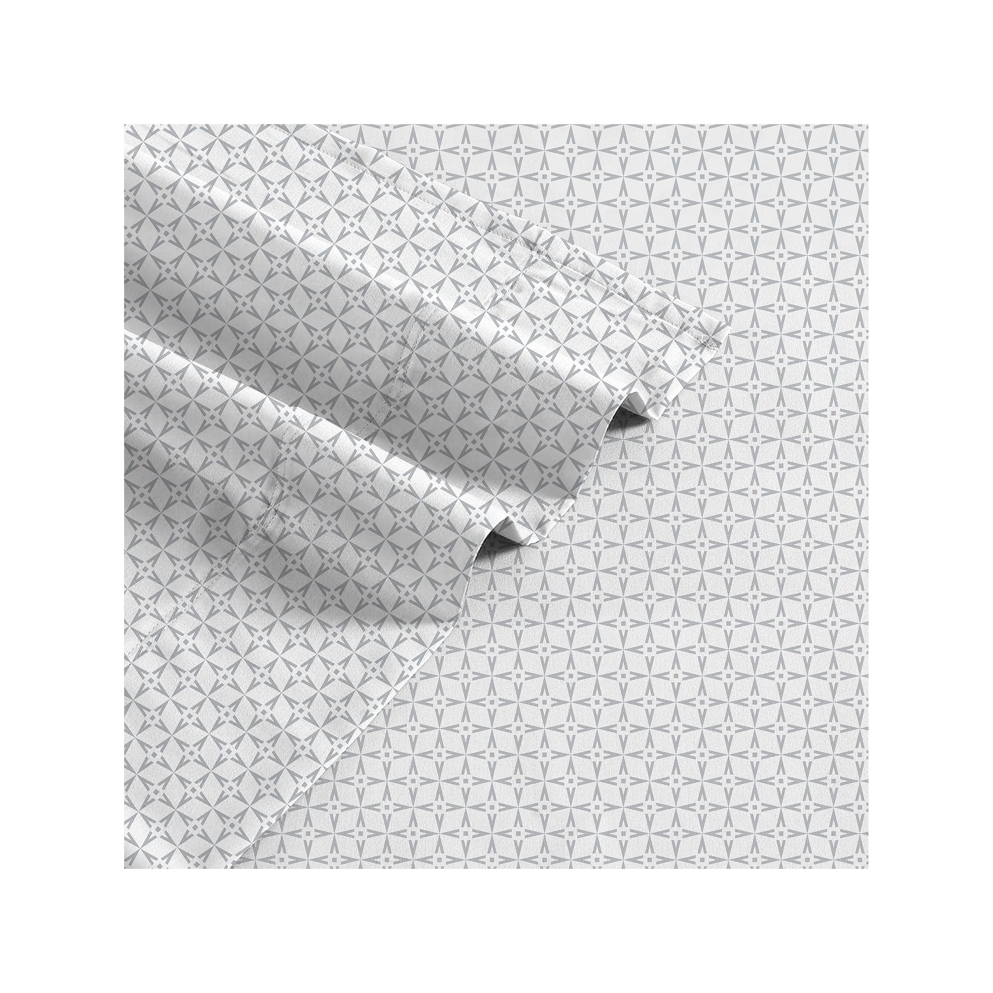 Color Sense Brushed Cotton Blend Lightweight Sheet Set, Square Star