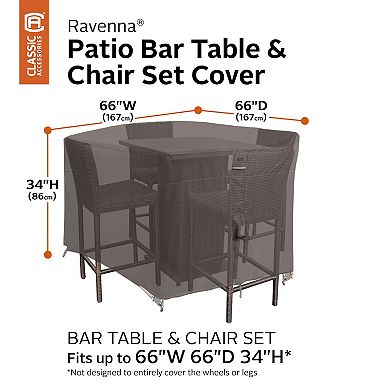 Classic Accessories Ravenna Water-Resistant Bar Table & Chair Patio Cover