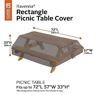 Classic Accessories Ravenna Water-Resistant Rectangle Picnic Table Patio Cover
