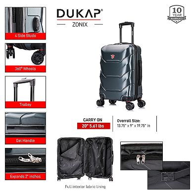 Dukap Zonix 20-Inch Hardside Carry-On Luggage