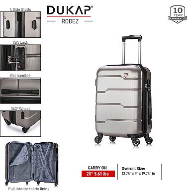 Dukap Rodez 20-Inch Carry-On Hardside Spinner Luggage