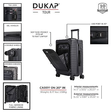 Dukap Tour 20-Inch Carry-On Hardside Spinner Luggage