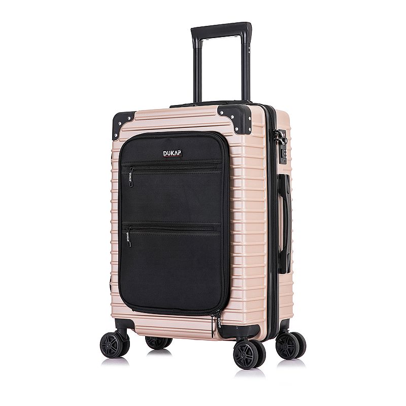 Dukap Tour 20-Inch Carry-On Hardside Spinner Luggage, Beig/Green, 20 Carryo