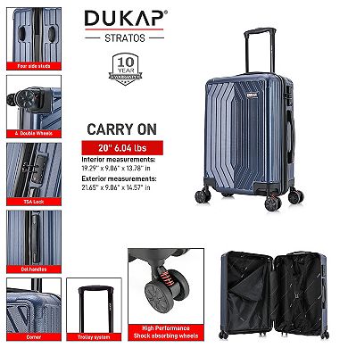 Dukap Stratos 20-Inch Carry-On Hardside Spinner Luggage