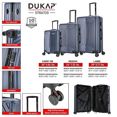 Dukap Stratos 3-Piece Hardside Spinner Luggage Set