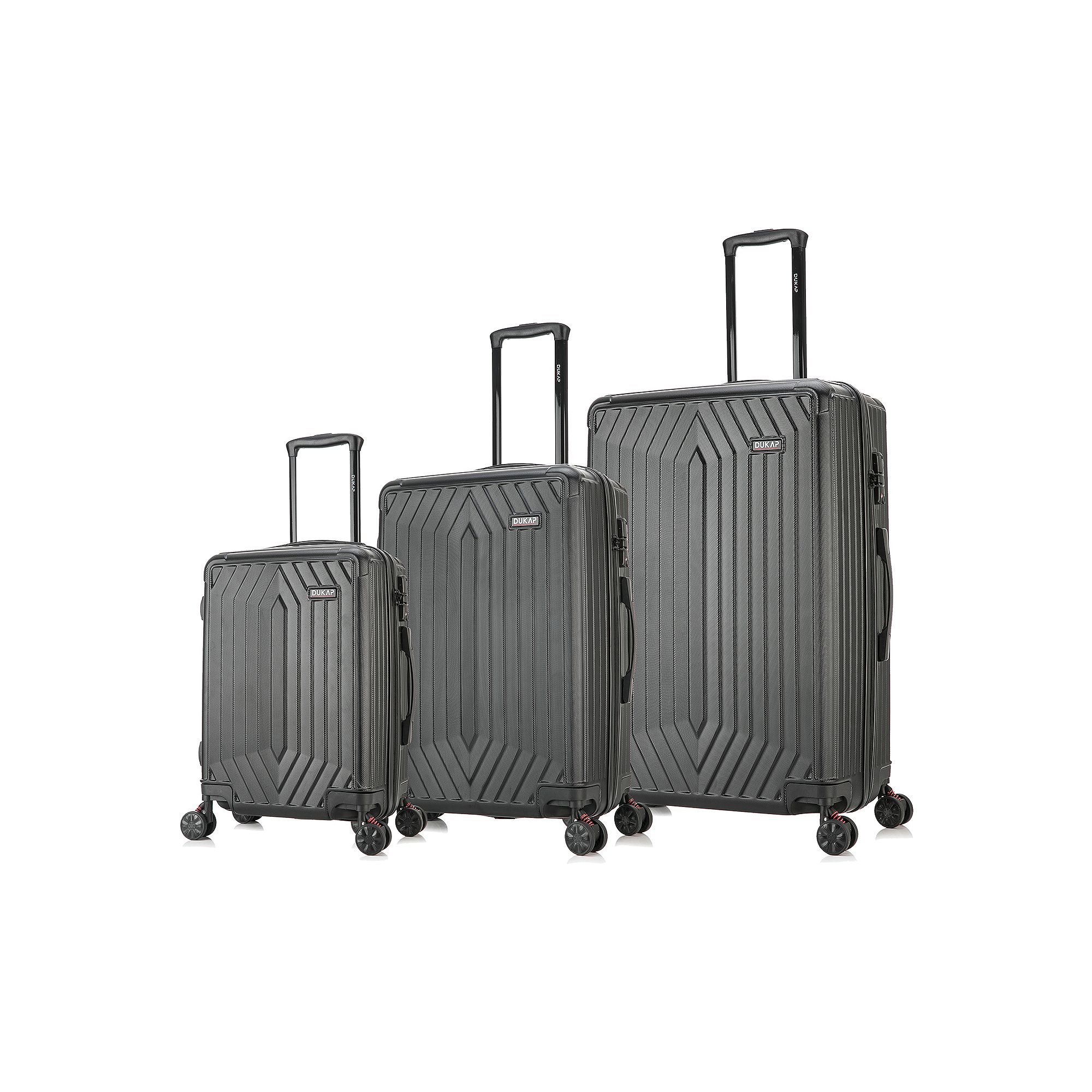 Dukap Stratos 3-Piece Hardside Spinner Luggage Set, Black