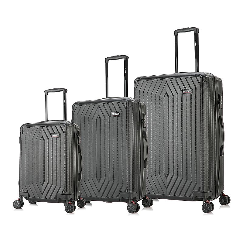 Dukap Stratos 3-Piece Hardside Spinner Luggage Set, Black, 3 Pc Set