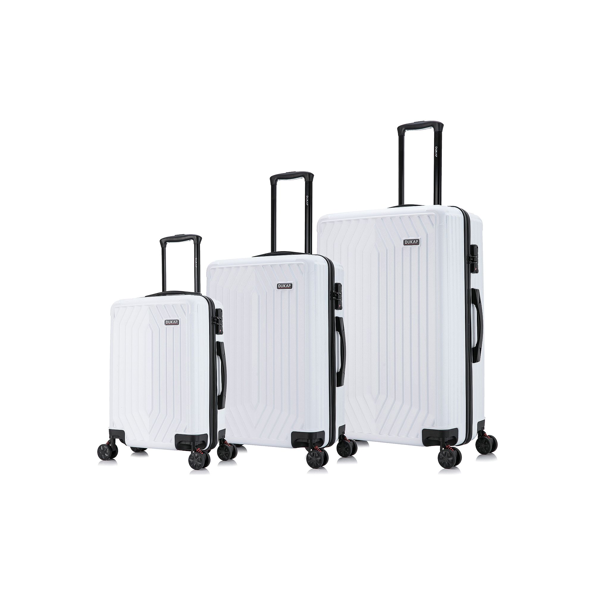 Dukap Stratos 3-Piece Hardside Spinner Luggage Set, White