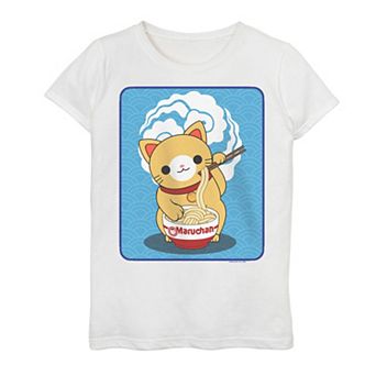 Girls 7-16 Maruchan Neko Kitty Graphic Tee