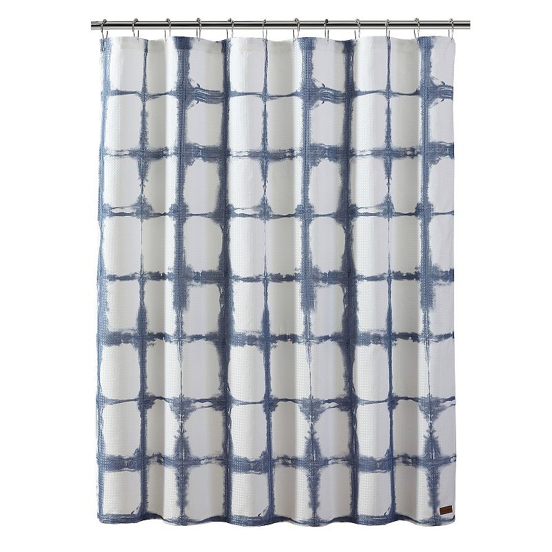 Koolaburra by UGG Shibori Plaid Shower Curtain, Blue, 72X72