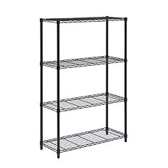 Gracious Living Multipurpose 4-Shelf Fixed Height Solid Plastic Resin  Storage Unit for Indoor and Outdoor Home or Office Organization, Black (2  Pack)