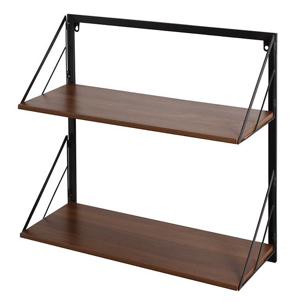 Honey-Can-Do 2 Tier Laundry Shelf with Wood Walnut