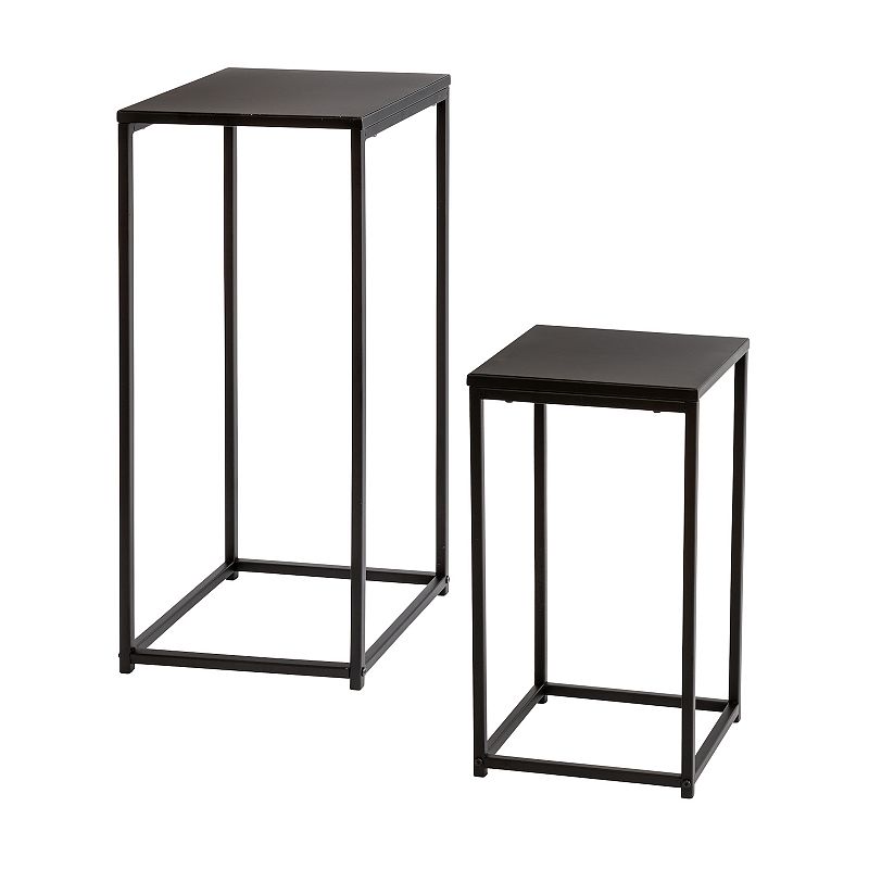 Honey-Can-Do Square End Table 2-piece Set, Black