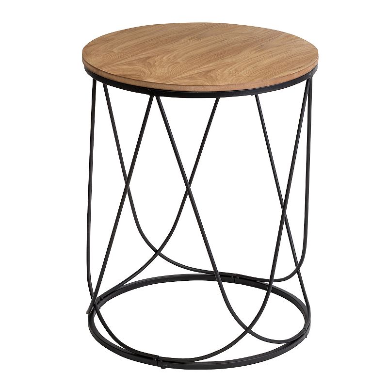 Honey-Can-Do Round End Table, Black