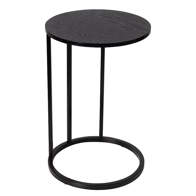 Honey-Can-Do Round C-Shape End Table, Black