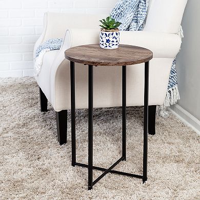 Honey-Can-Do X-Frame Round End Table