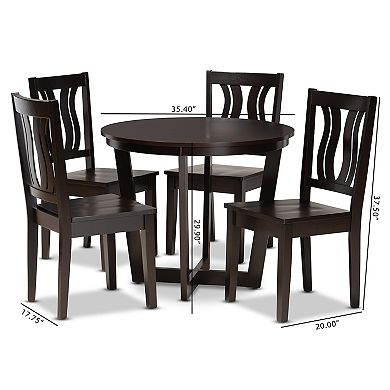 Baxton Studio Elodia Dining Table & Chair 5-piece Set