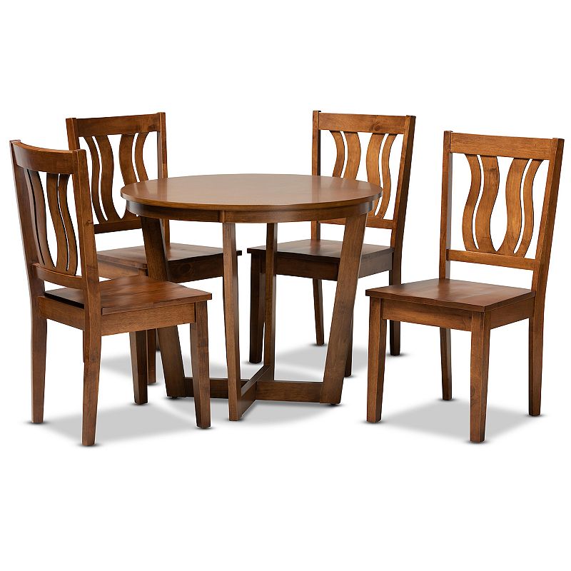 Baxton Studio Elodia Dining Table & Chair 5-piece Set, Brown