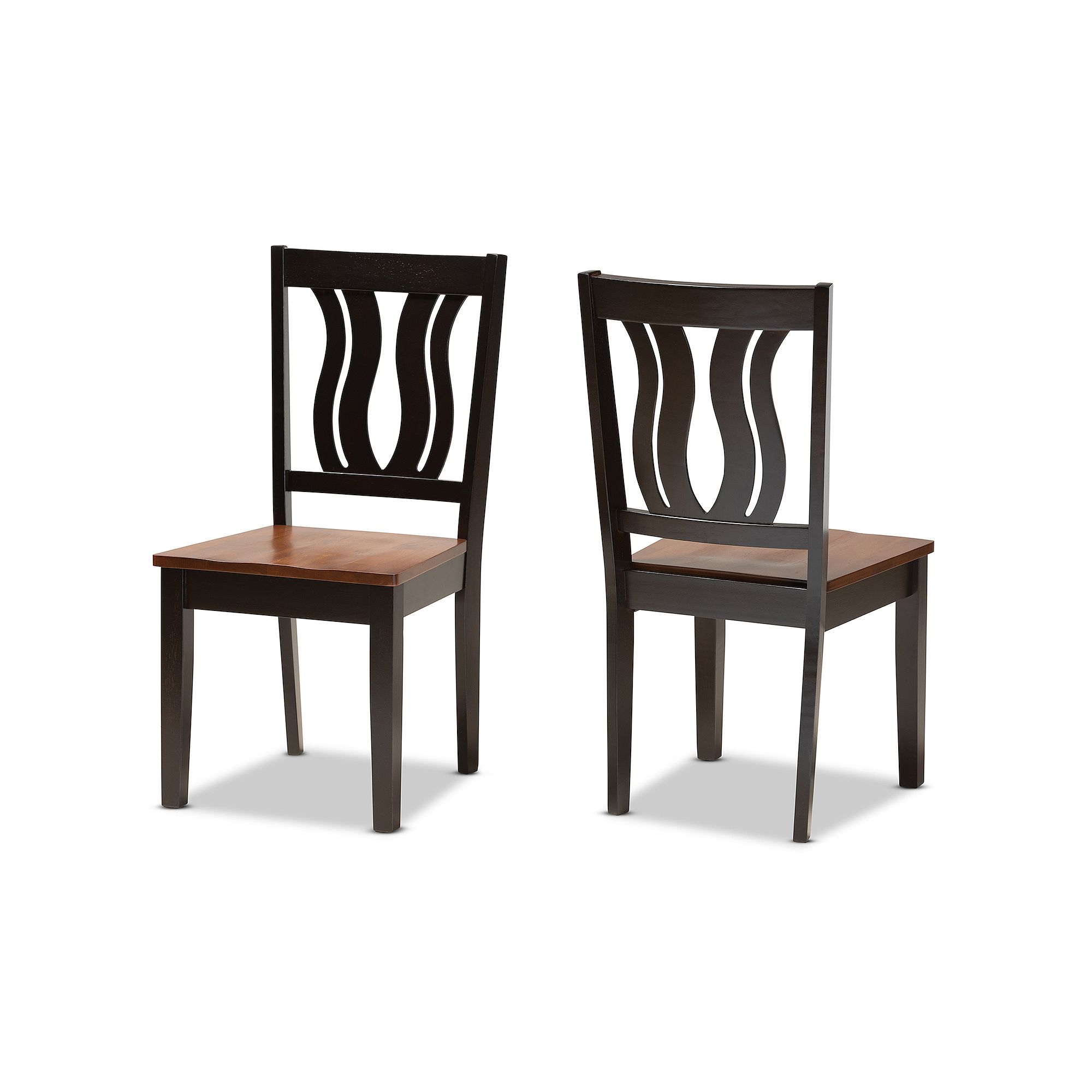 Baxton Studio Fenton Dining Chair 2-piece Set, Dark Brown Brown