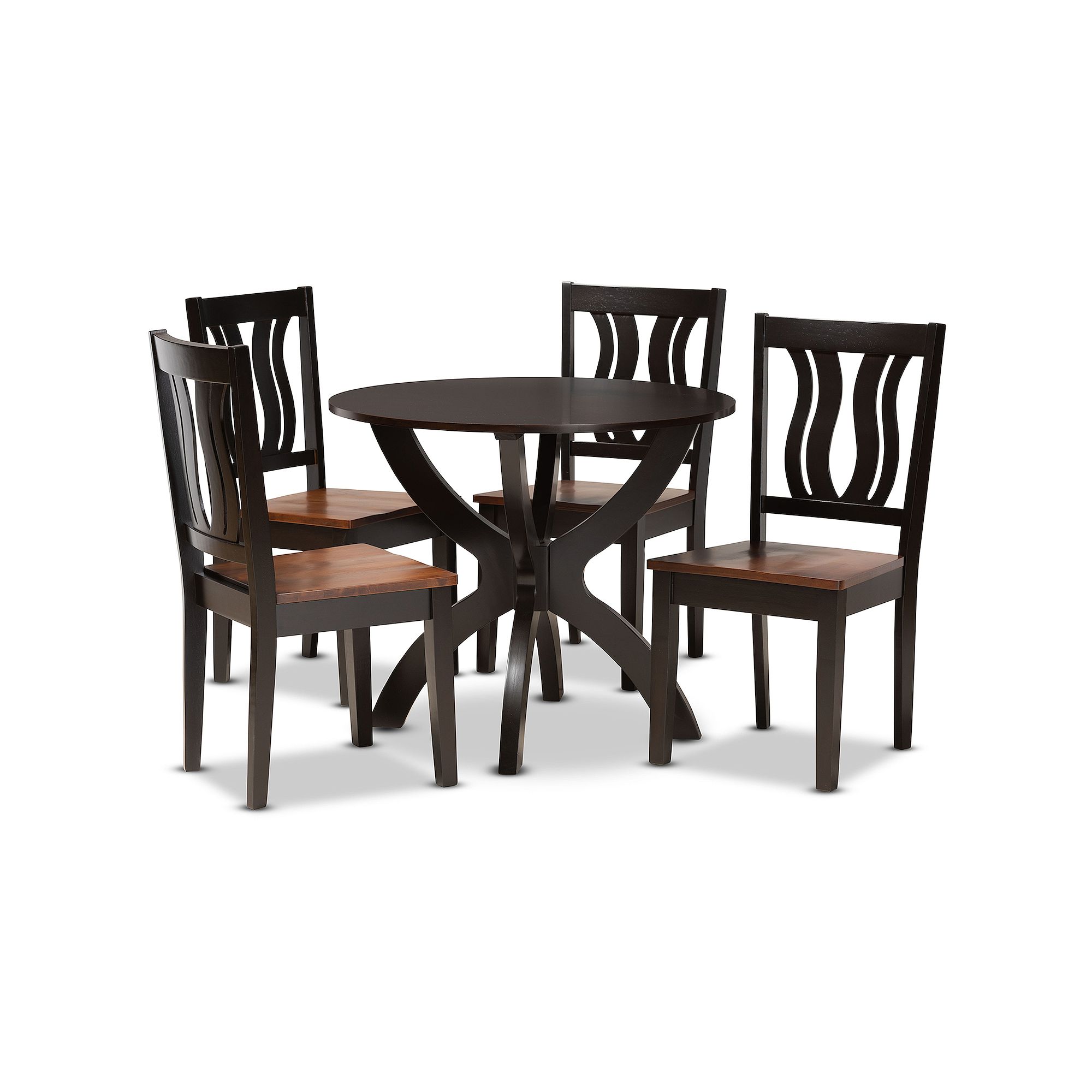 Baxton Studio Karla Dining 5-piece Set, Dark Brown Brown