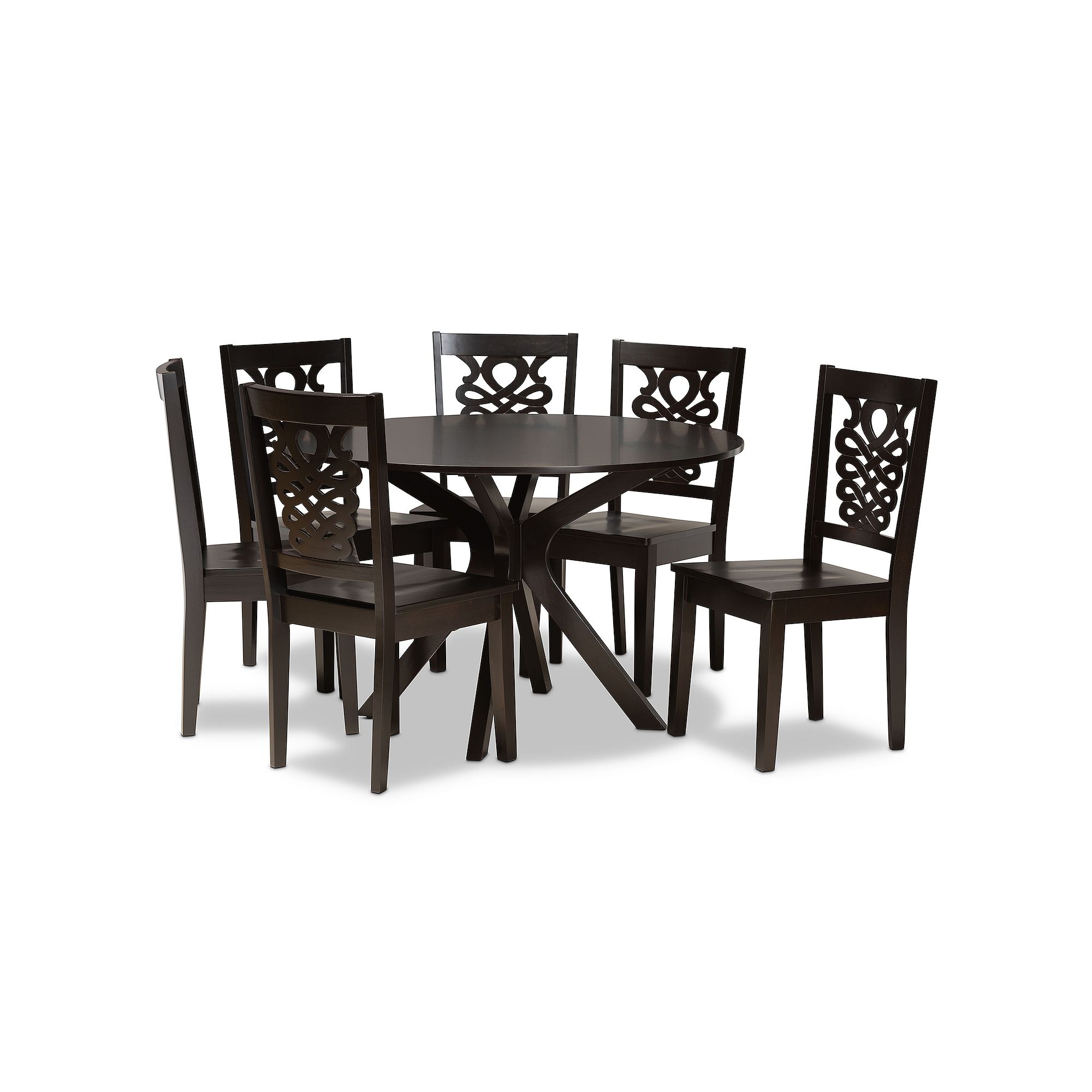 Baxton Studio Liese Dining 7-piece Set, Dark Brown