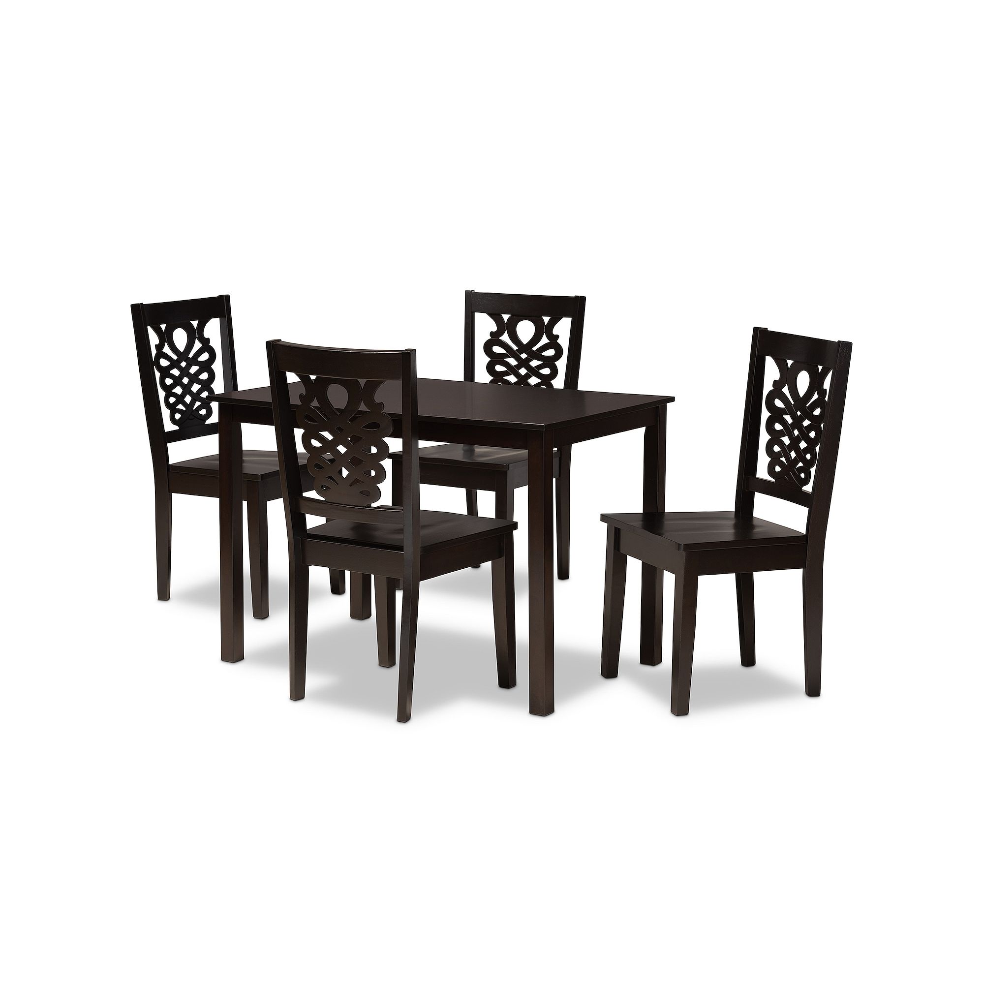 Baxton Studio Luisa Dining 5-piece Set, Dark Brown