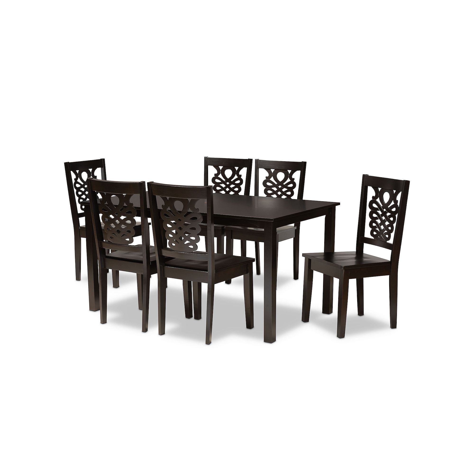 Baxton Studio Luisa Dining 7-Piece Set, Dark Brown