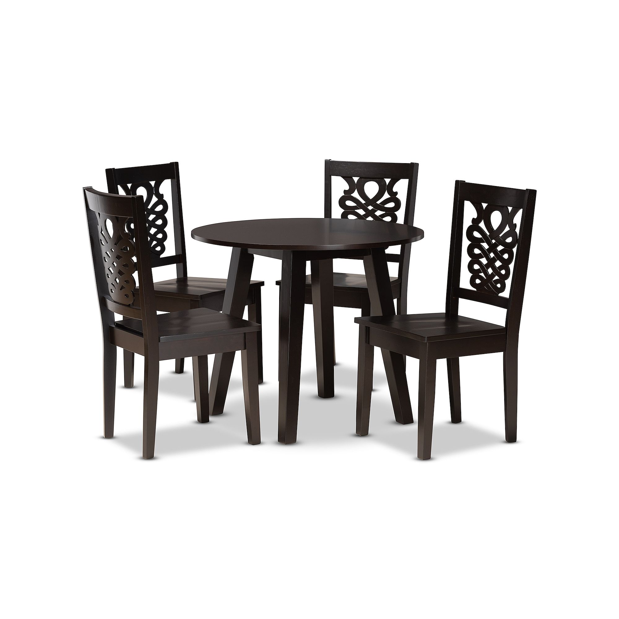 Baxton Studio Mina Dining 5-piece Set, Dark Brown