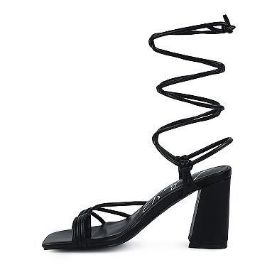 London Rag Piri Women's Toe Ring Tie-Up Block Heel Sandals